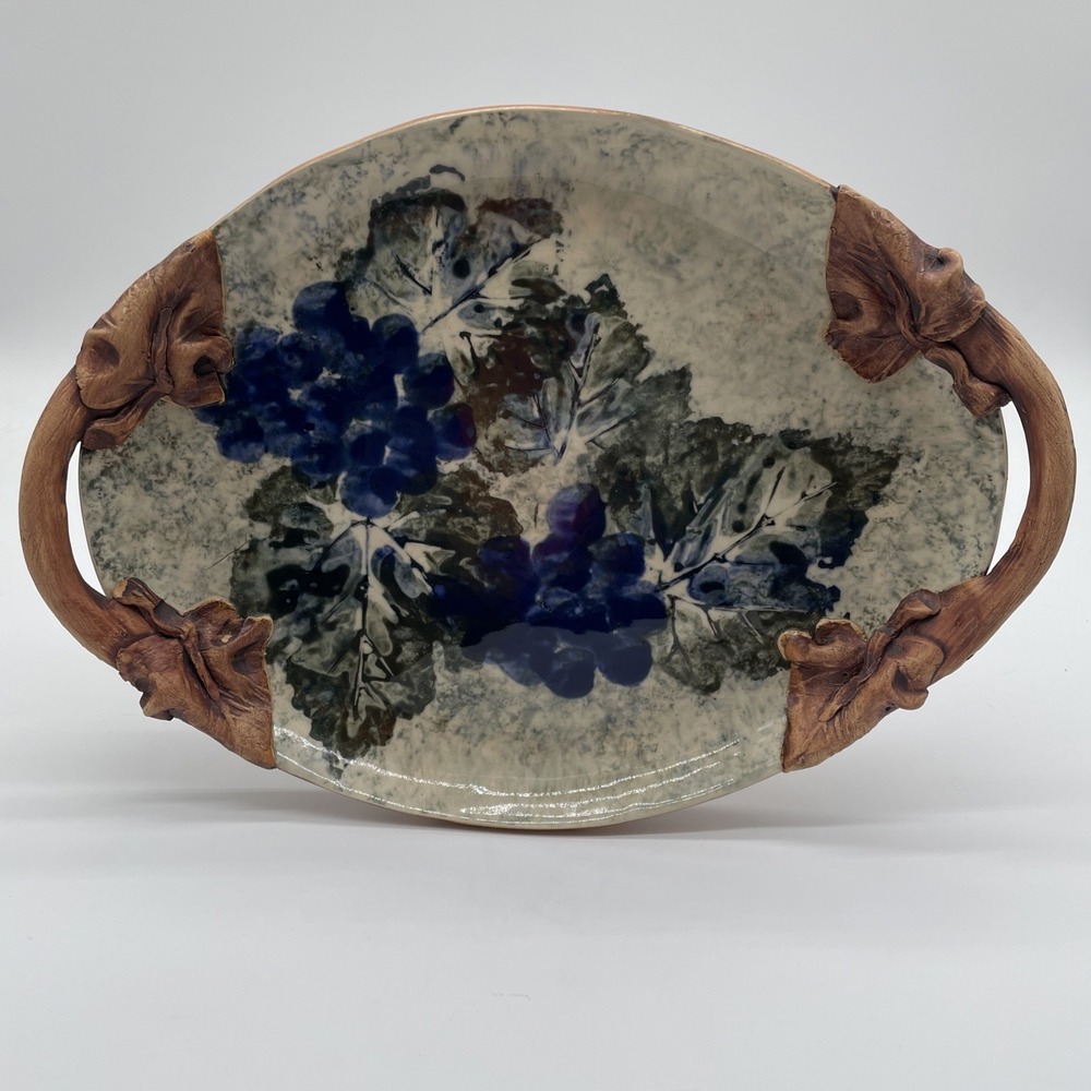 Terrafirma Ellen Evans oval serving platter in terracotta 12.5x 9.25 Grapes 2002